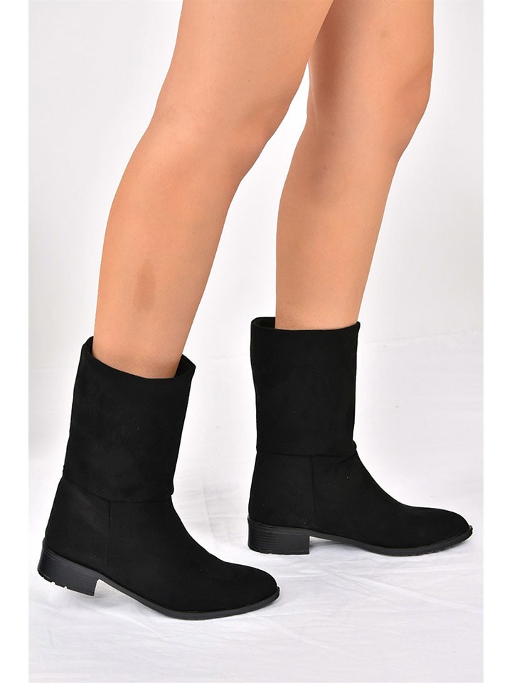 Skórzane botki w kolorze czarnym