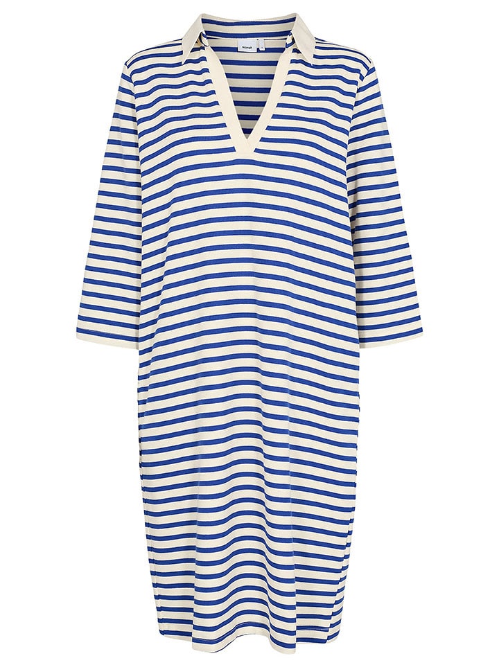 NÜMPH Sukienka "Nuhuba" w kolorze niebiesko-kremowym rozmiar: XL