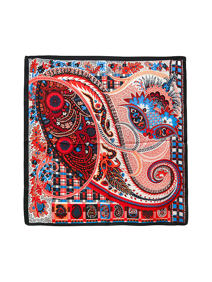 Chusta w kolorze niebiesko-czerwono-czarnym - 70 x 70 cm