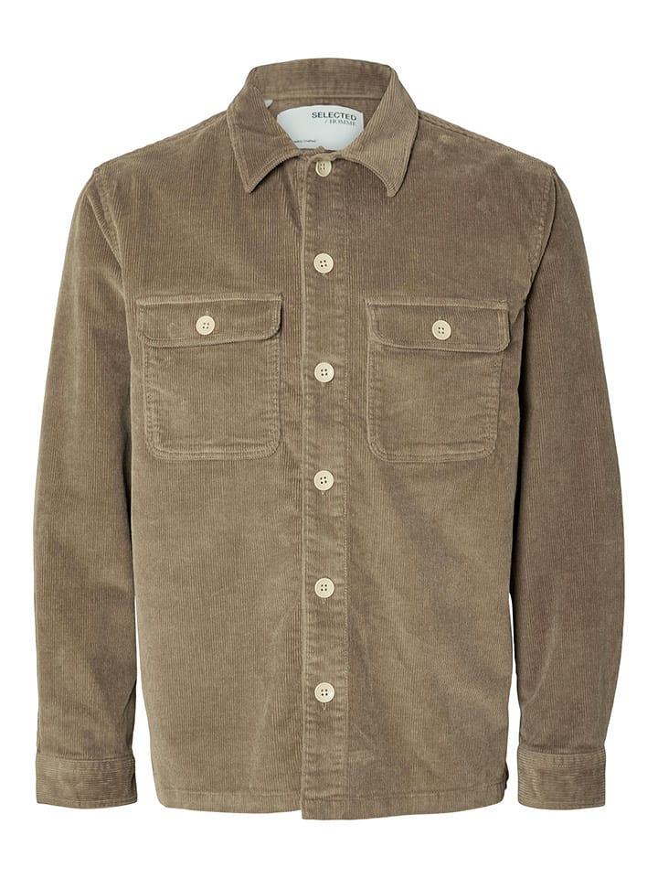 SELECTED HOMME Koszula sztruksowa "Dan" - Loose fit - w kolorze jasnobrązowym rozmiar: XL