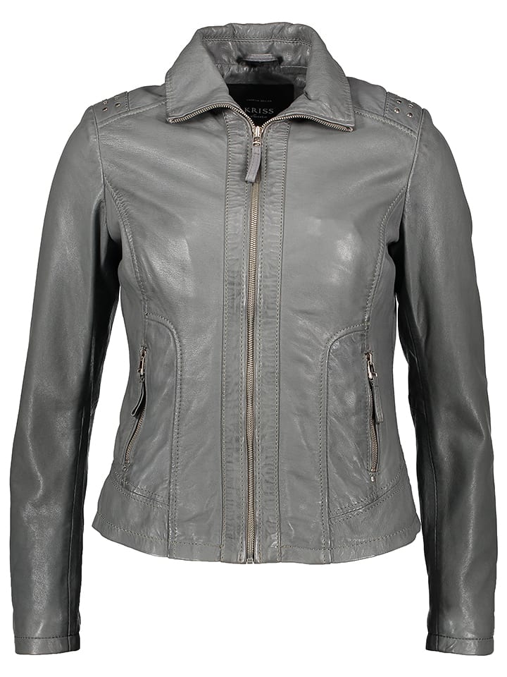 KRISS Skórzana kurtka w kolorze szarym rozmiar: 48