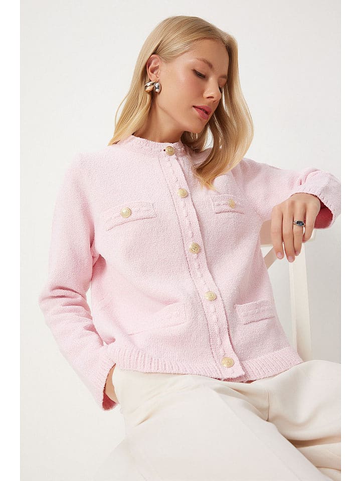 Happiness Istanbul Kardigan w kolorze jasnoróżowym rozmiar: S/M