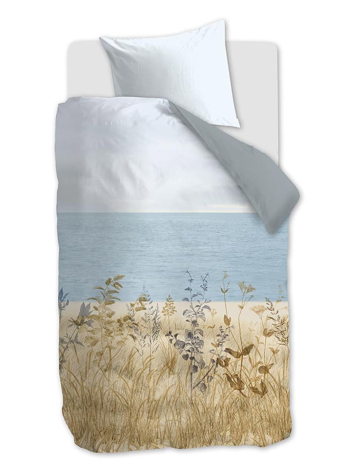 Beddinghouse Komplet pościeli renforcé "Dunes" w kolorze beżowo-biało-błękitnym rozmiar: 155x220 cm