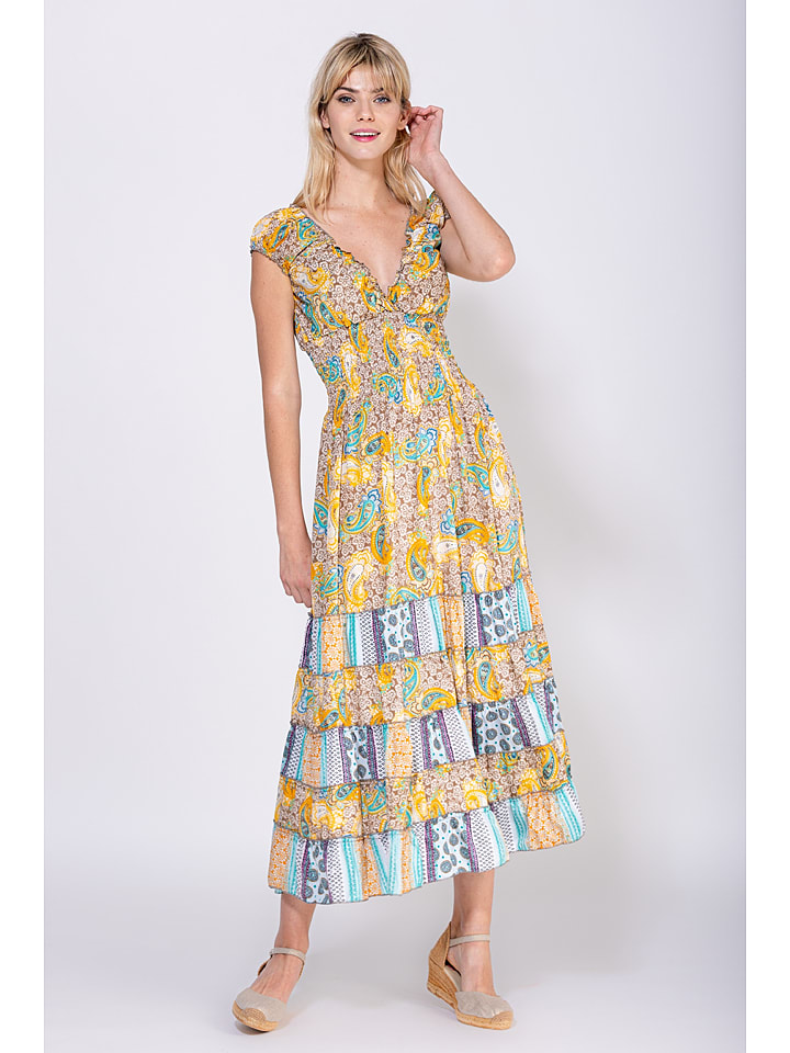 Peace & Love Sukienka w kolorze żółto-turkusowym rozmiar: XL