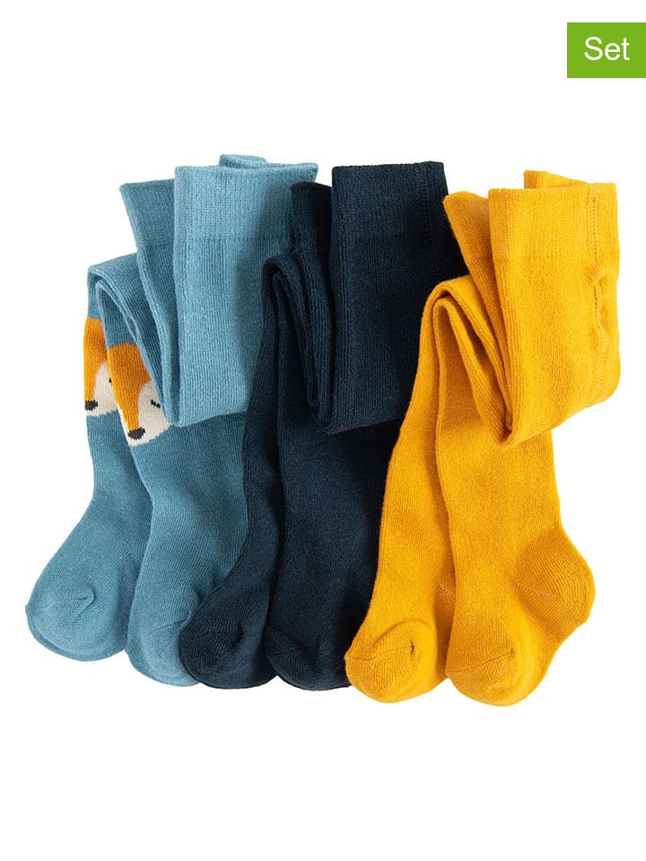 COOL CLUB Rajstopy (3 pary) w kolorze niebieskim, granatowym i żółtym rozmiar: 80/86