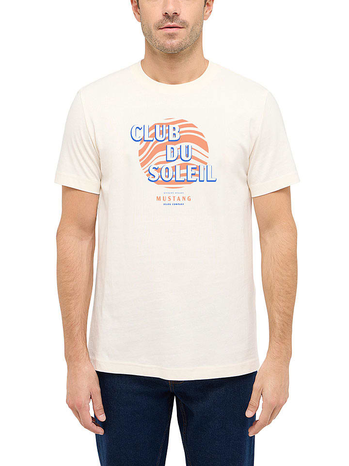 Mustang Koszulka w kolorze kremowym rozmiar: M