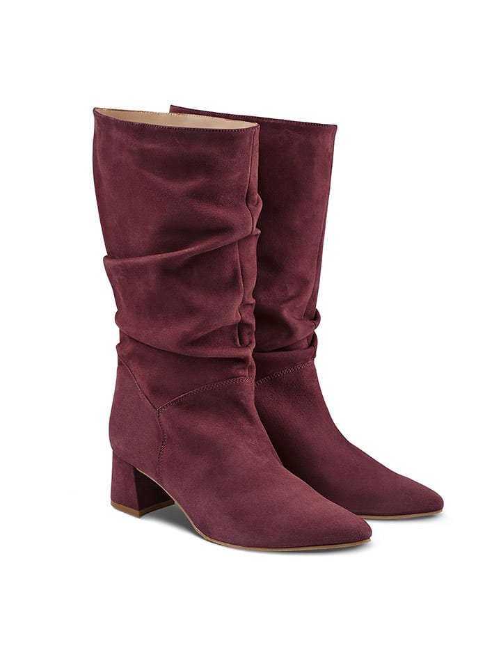 LaShoe Skórzane kozaki w kolorze bordowym rozmiar: 43