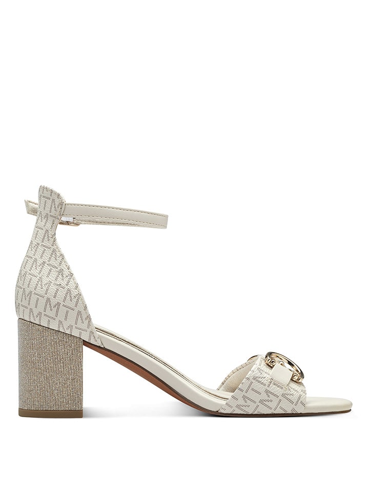 Marco Tozzi Sandały w kolorze białym na obcasie rozmiar: 40