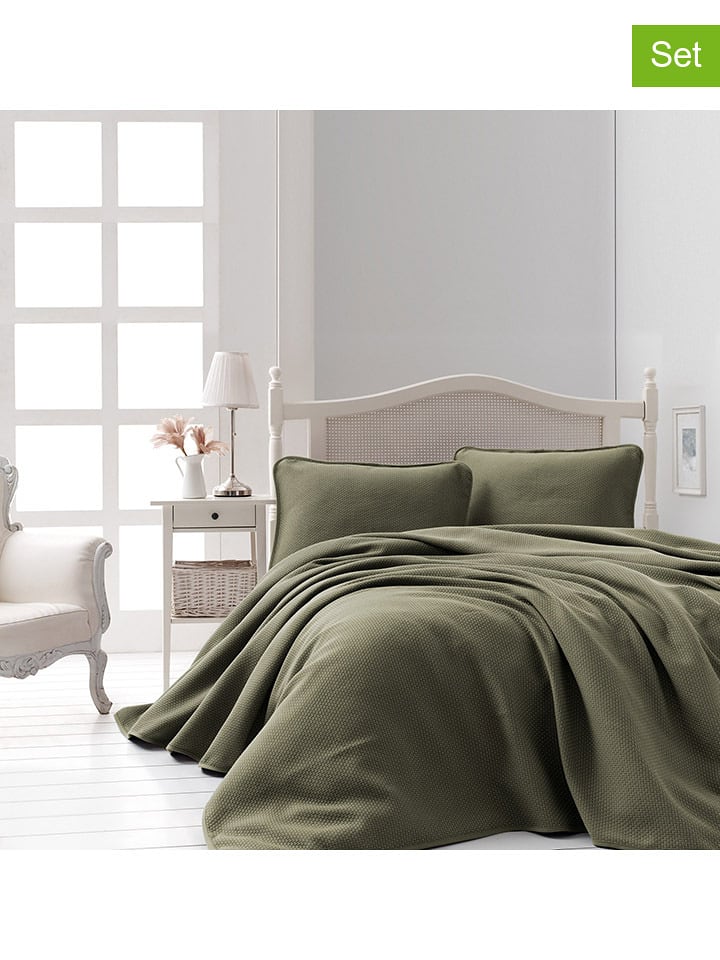 Colourful Cotton 3-częściowy zestaw "Liv" w kolorze khaki rozmiar: 220x240 cm