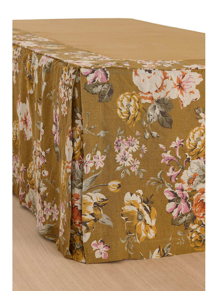 Ellos Home Lniana falbana "Candice" w kolorze khaki na łóżko rozmiar: 90x200 cm