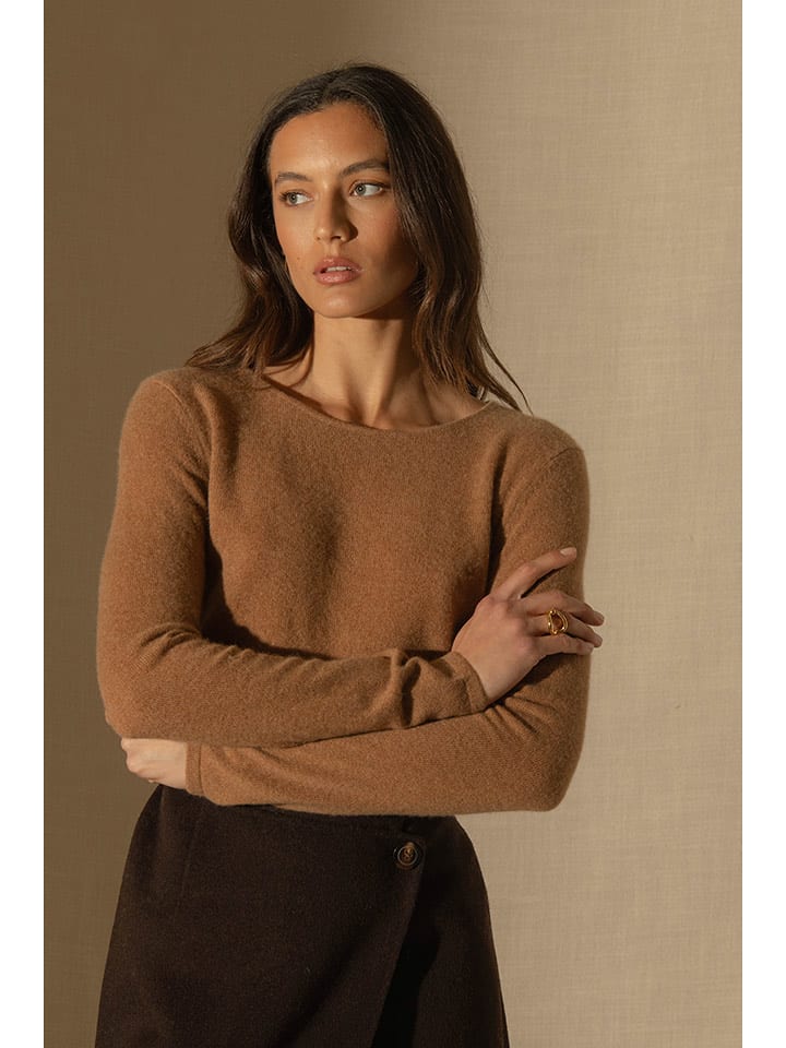 Perfect Cashmere Kaszmirowy sweter "Oprah" w kolorze karmelowym rozmiar: L