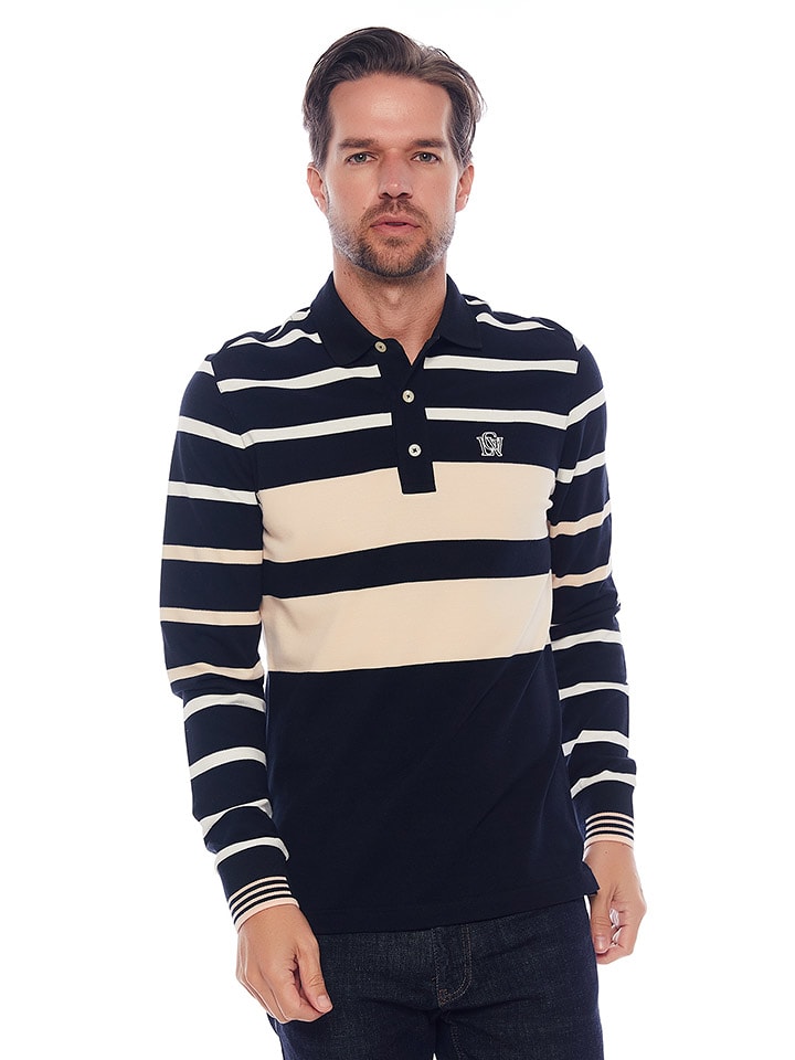 Galvanni Koszulka polo w kolorze granatowo-ecru ze wzorem rozmiar: XL