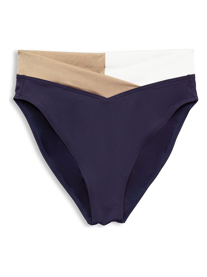 Figi bikini w kolorze granatowo-beżowo-białym