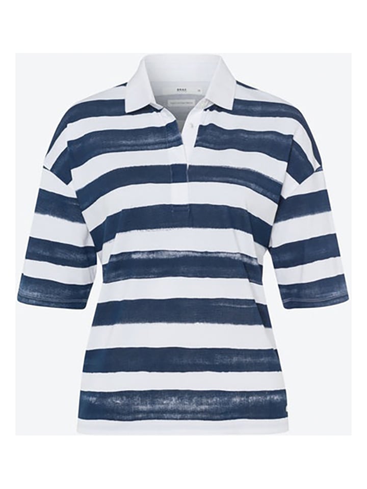BRAX Koszulka polo "Style Clea" w kolorze biało-niebieskim rozmiar: 38