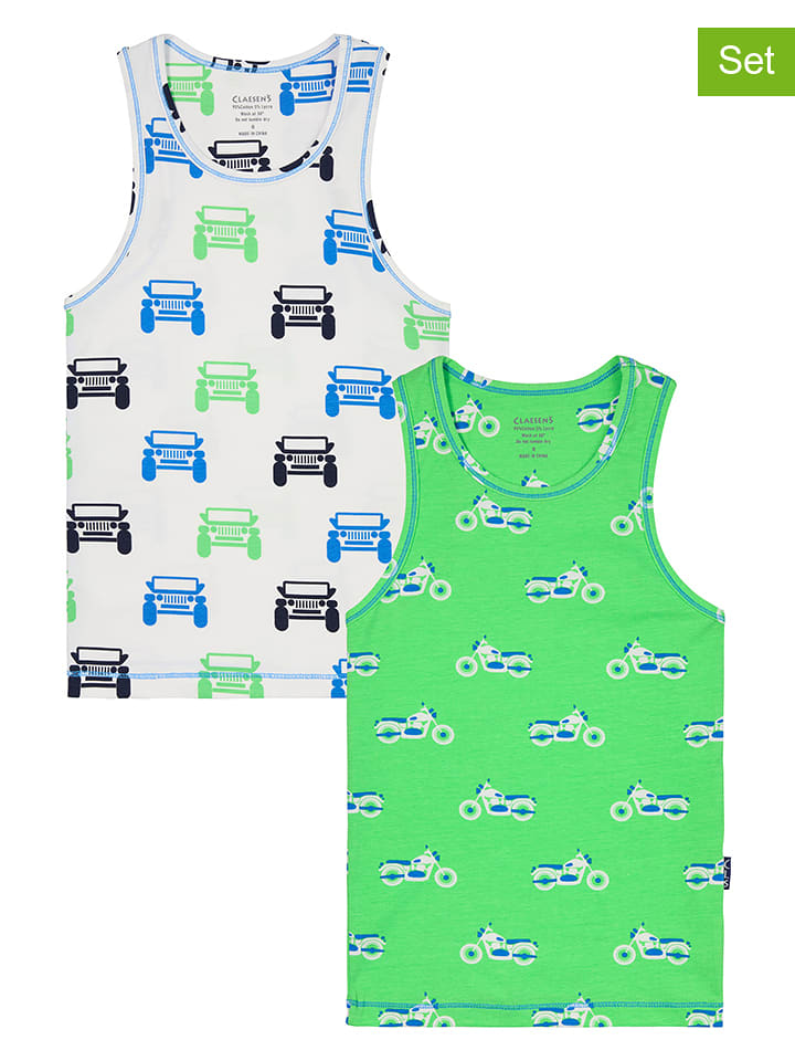 Claesens Podkoszulki (2 szt.) w kolorze zielono-białym rozmiar: 140