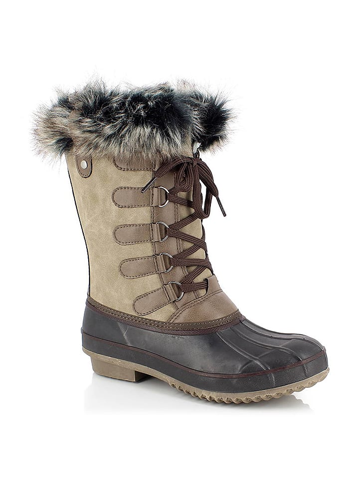 Kozaki zimowe "Candice" w kolorze beżowym