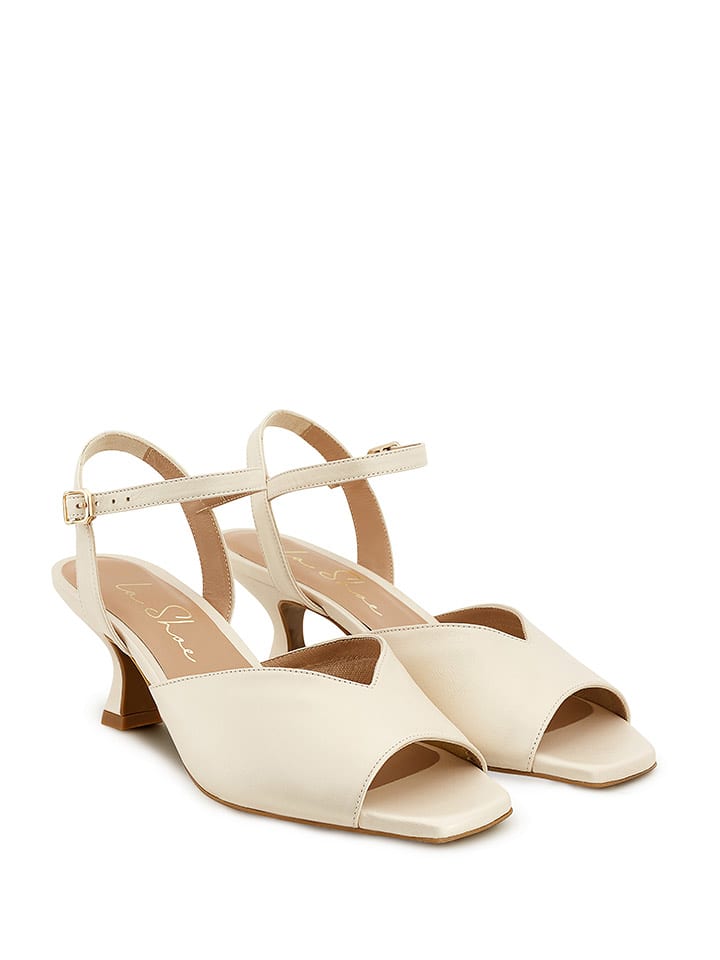 LaShoe Skórzane sandały w kolorze kremowym rozmiar: 37