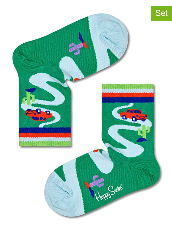 Happy Socks Skarpety (2 pary) w kolorze zielonym ze wzorem rozmiar: 33-35