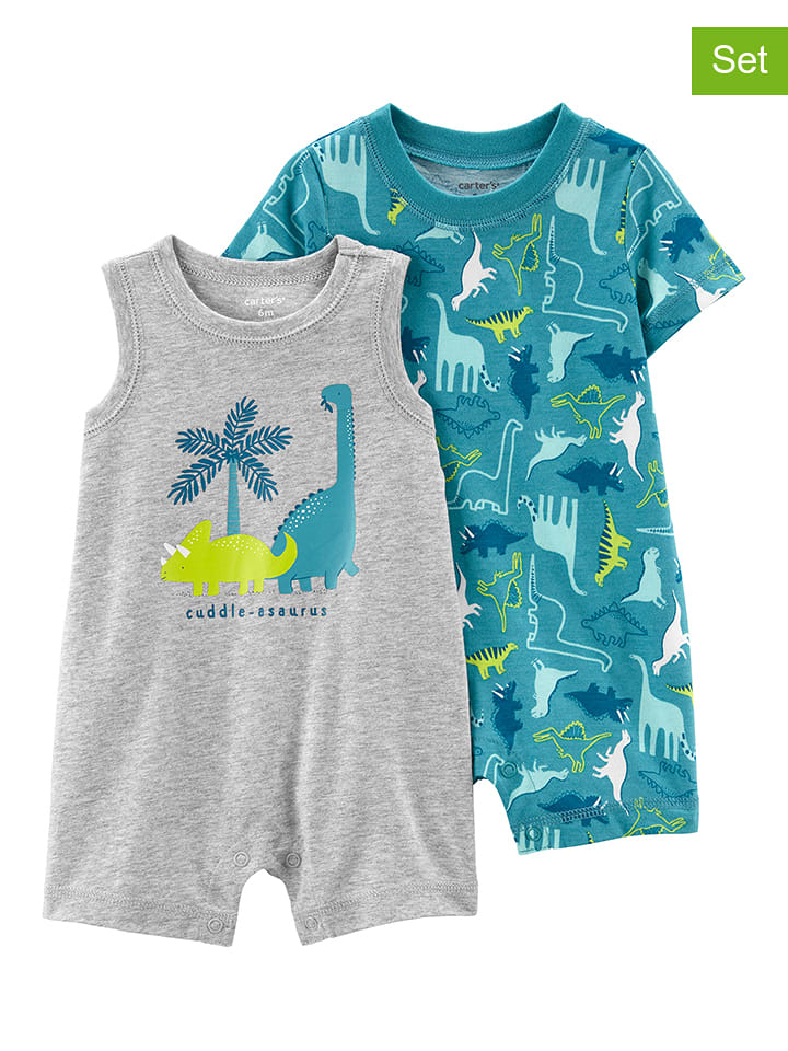 Rampersy (2 szt.) w kolorze szaro-turkusowym