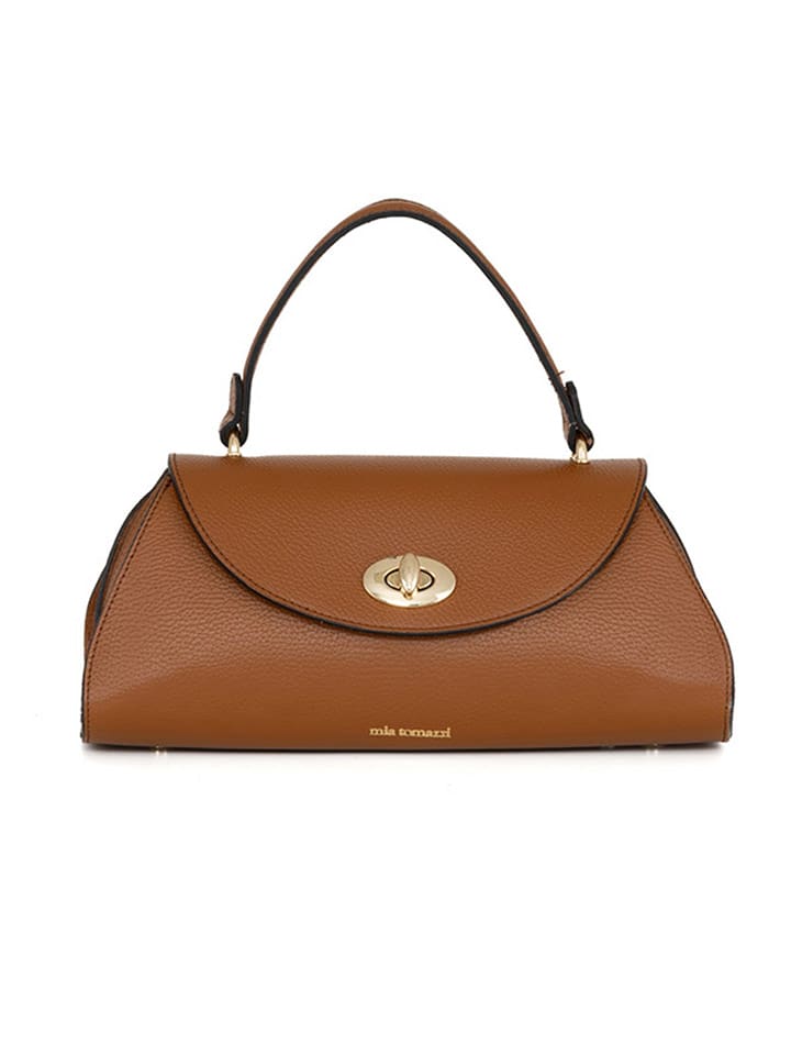 Mia Tomazzi Skórzana torebka "Bardelli" w kolorze jasnobrązowym - 33 x 15 x 15 cm rozmiar: onesize