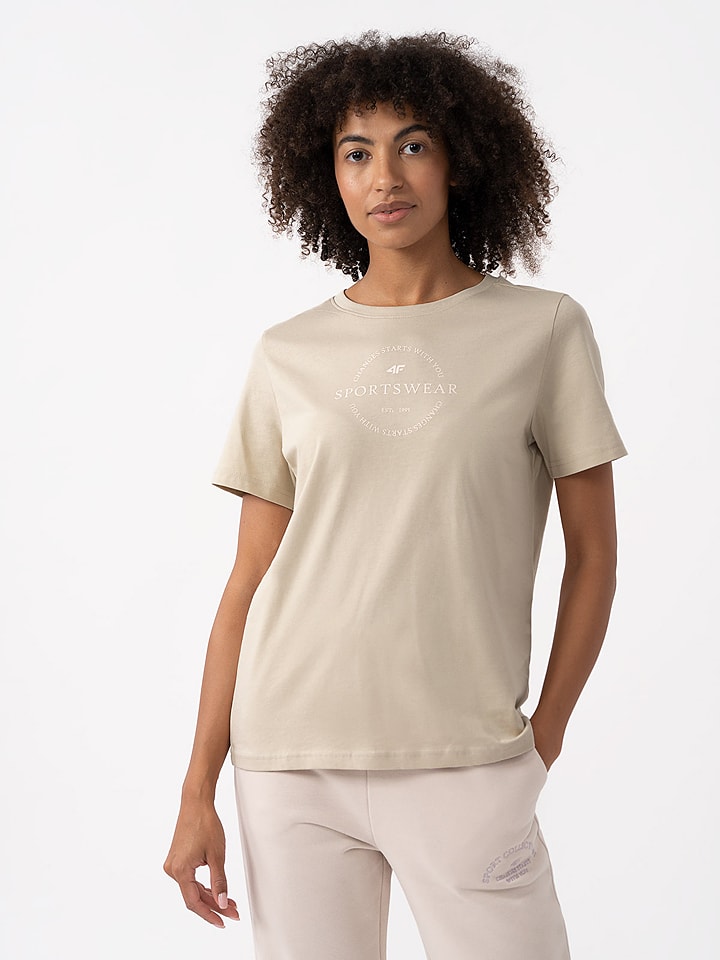 4F Koszulka w kolorze beżowym rozmiar: XS