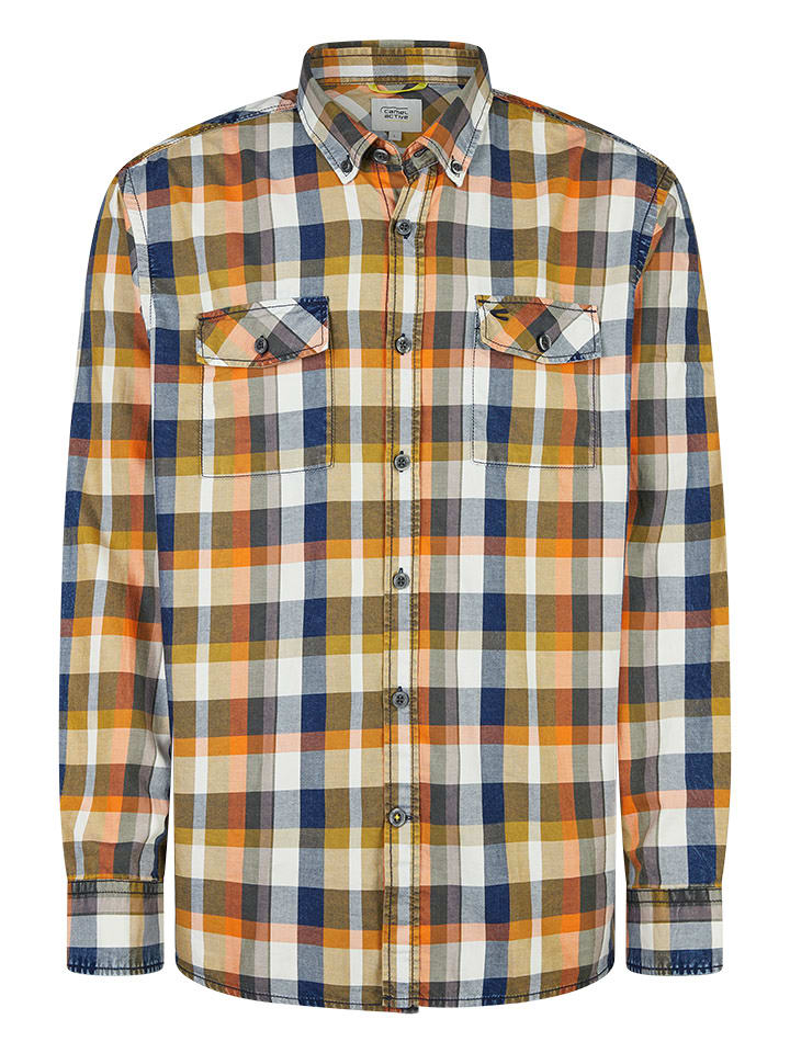 Camel Active Koszula - Regular fit - w kolorze pomarańczowo-granatowym rozmiar: XXL