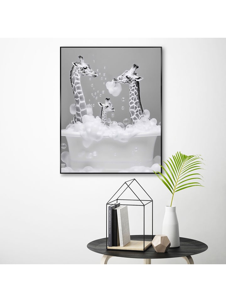 Orangewallz Druk artystyczny "Family Giraffe" w ramce rozmiar: 40x50 cm