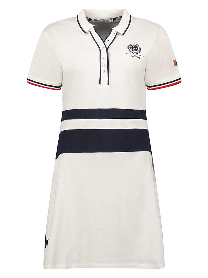 Geographical Norway Sukienka polo "Kyliane" w kolorze biało-granatowym rozmiar: M