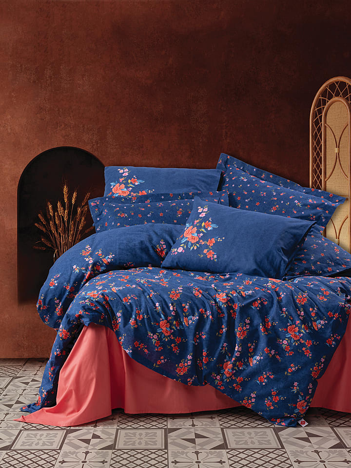 Elizabed Komplet pościeli renforcé w kolorze granatowym ze wzorem rozmiar: 155x220 cm