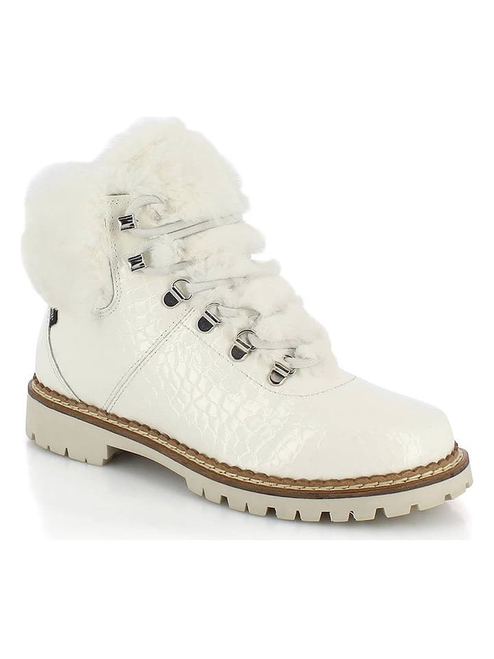Kimberfeel Skórzane botki zimowe "Annael" w kolorze białym rozmiar: 38