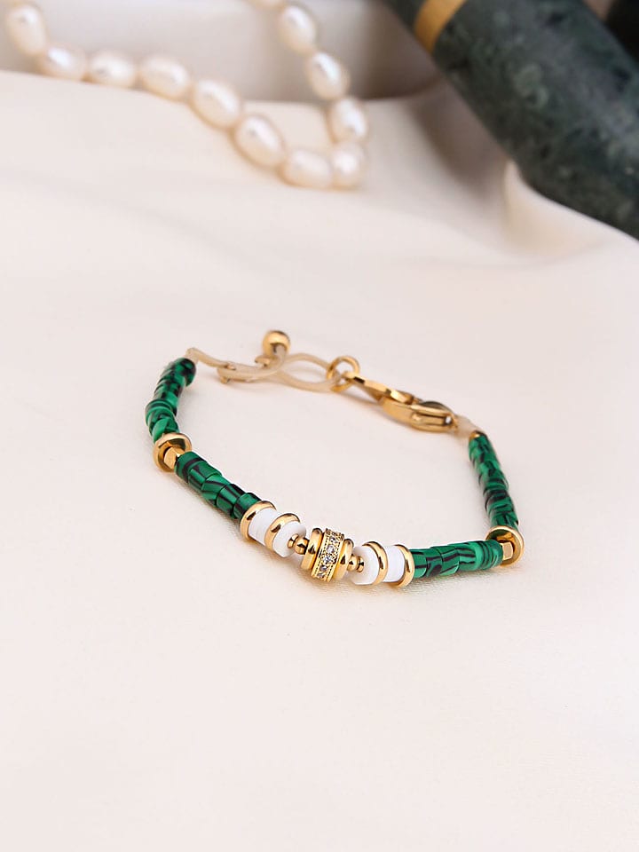Charlize Pozłacana bransoletka z malachitami rozmiar: onesize