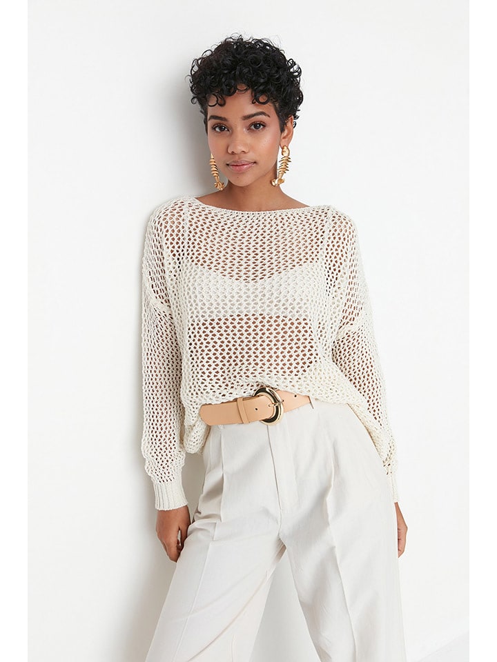 trendyol Sweter w kolorze kremowym rozmiar: S