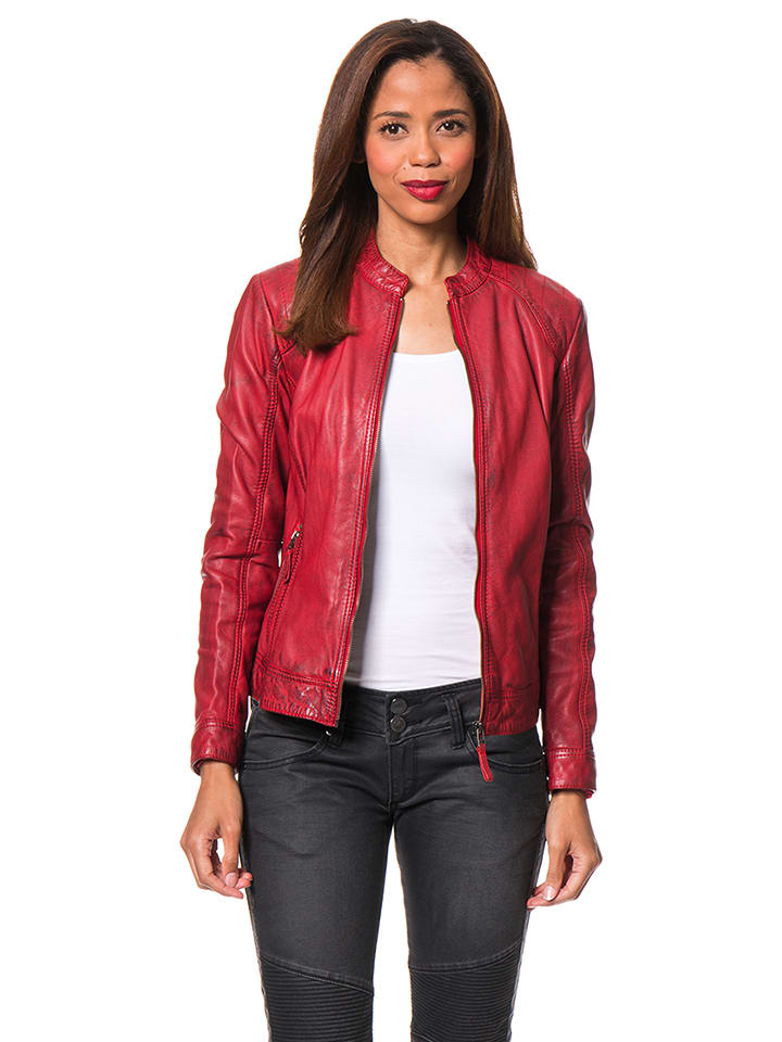 7eleven Skórzana kurtka "Rostock" w kolorze czerwonym rozmiar: 38