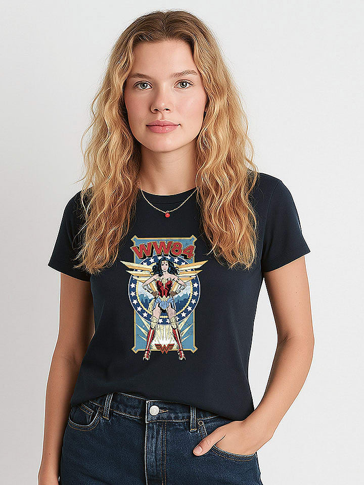 WOOOP Koszulka "Wonder woman" w kolorze granatowym rozmiar: M