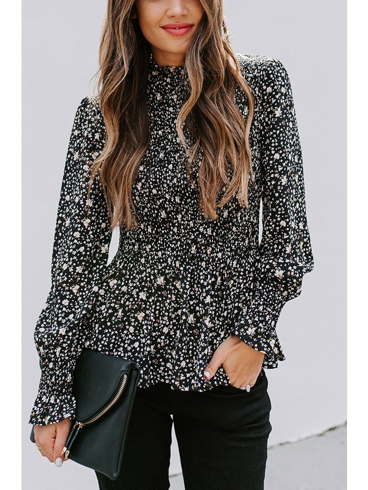 Milan Kiss Bluzka w kolorze czarnym ze wzorem rozmiar: S