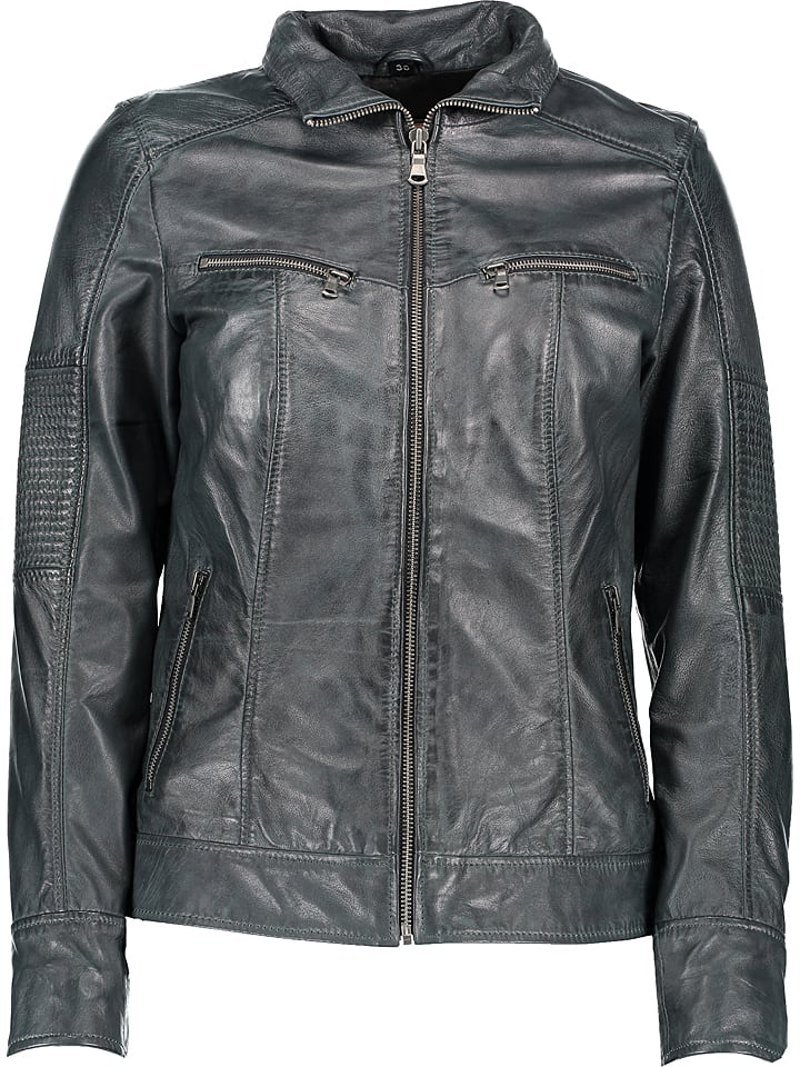 Caminari Skórzana kurtka w kolorze szaroniebieskim rozmiar: XXL