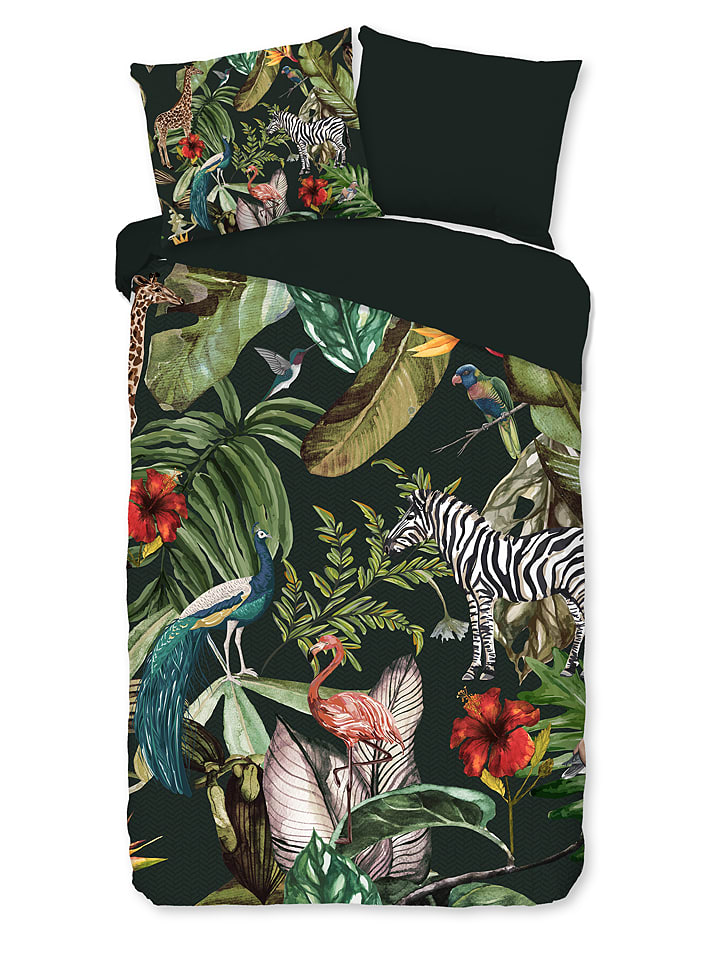 Pure Komplet pościeli "Pure Barend" w kolorze ciemnozielonym z mikrofibry rozmiar: 200x200/220 cm