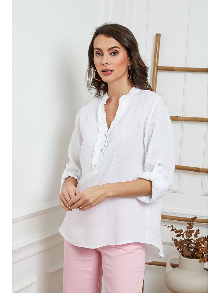 Joséfine Lniana bluzka w kolorze białym rozmiar: XL