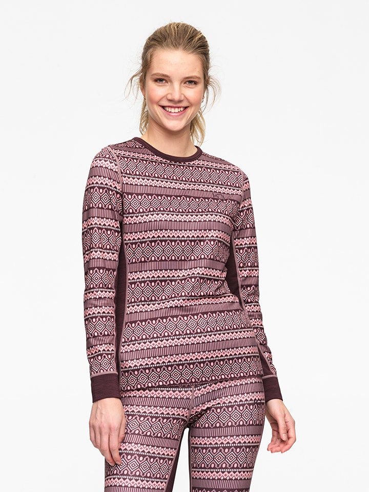 KARI TRAA Koszulka funkcyjna "Lune" w kolorze śliwkowo-beżowym rozmiar: L