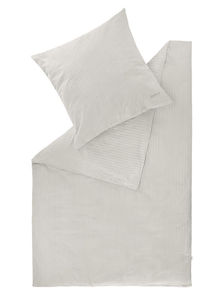 ESPRIT Komplet pościeli flanelowej "Herringbone" w kolorze jasnoszarym rozmiar: 135x200 cm