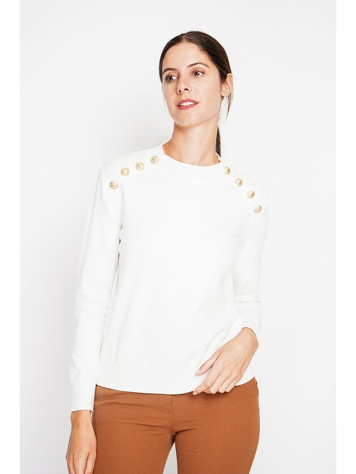 ASSUILI Sweter w kolorze białym rozmiar: 42