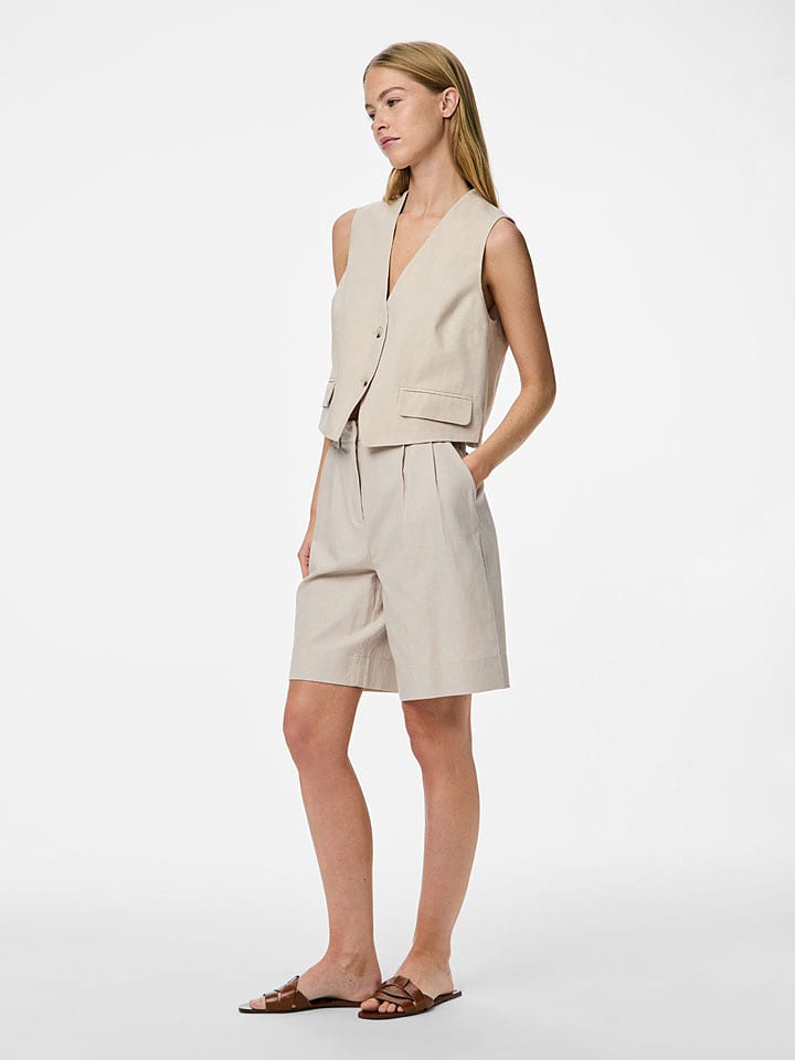 Pieces Szorty "Tiki" w kolorze kremowym rozmiar: XL