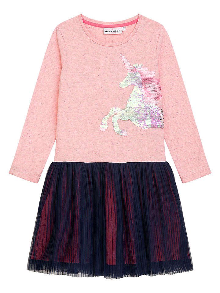 Danamade Sukienka "Kalea" w kolorze jasnoróżowo-granatowym rozmiar: 152