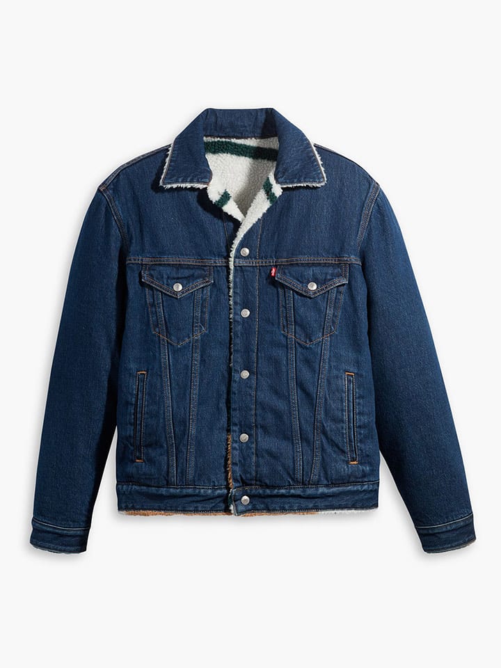 Dwustronna kurtka dżinsowa w kolorze granatowo-białym