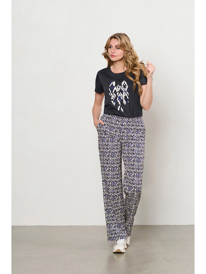 &Co Woman Spodnie "Patrice" w kolorze czarno-niebieskim rozmiar: 3XL