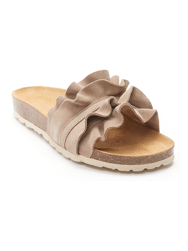 Mandel Skórzane klapki w kolorze szarobrązowym rozmiar: 39