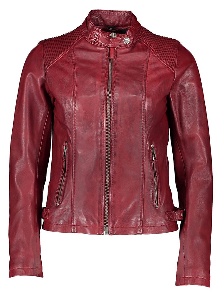 BLUE MONKEY Skórzana kurtka "Helia" w kolorze bordowym rozmiar: XXL