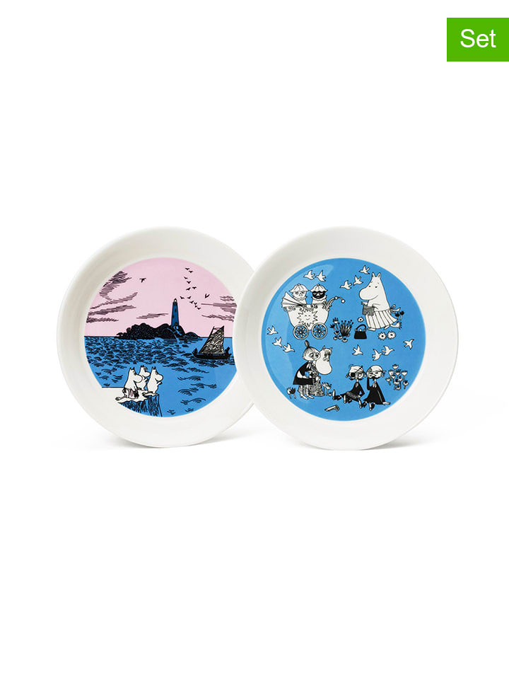 Moomin Talerzyki deserowe (2 szt.) w kolorze niebiesko-jasnoróżowym - Ø 19 cm rozmiar: onesize