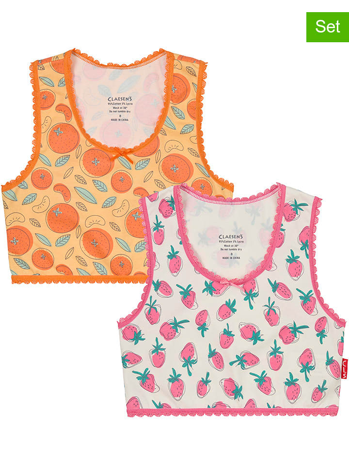 Claesens Topy (2 szt.) w kolorze pomarańczowo-różowo-kremowym rozmiar: 116