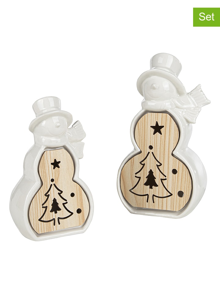 Profiline Dekoracyjne lampy LED (2 szt.) "Snowman" w kolorze beżowo-białym rozmiar: onesize